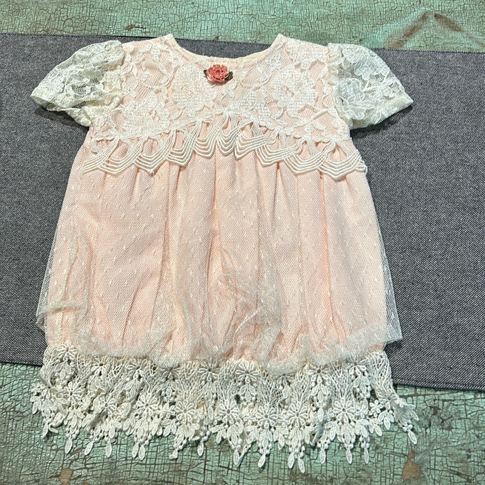 Vintage Memories by Jo Lene Pink Lace Infant Dresss